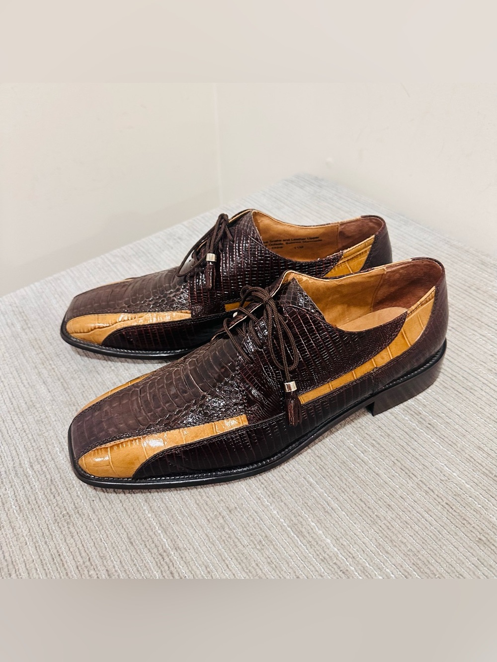 Stacy Adams Vintage Men's Two Tone Exotic Snake Leather Oxford Shoes Size 11 M